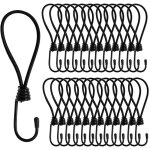 Lot de 25 tendeurs en caoutchouc, sangles elastiques avec crochet pour b�ches, filets et banni�res 15 ...