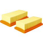 Lot de 2x filtres pliss plat compatible avec krcher ad2, ad 2 battery, ad 2 battery set aspirateur ...