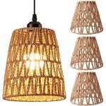 Lot de 3 abat - jours en rotin style boh�me - petit mod�le e27 - tress� � la main - plafonnier pour salon, ...