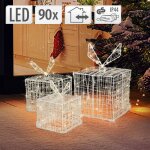 Ecd germany lot de 3 botes cadeaux avec 90 leds blanc chaud, en mtal, alimentation lectrique, ip44 ...