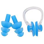 Lot de 3 bouchons d'oreille en silicone souple avec pince - nez �tanche pour natation - surf et plong�e ...