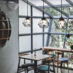 Lot de 3 diamant lustre suspension industrielle 16cm fer abat - jour cage en mtal plafonnier luminaire ...