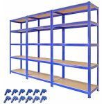 Lot de 3 tagres de rangement en acier t - rax bleu - 180x90x45cm - capacit totale 4200kg - organisation ...