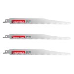 Lot de 3 lames de scie sabre makita p - 46975 bi - mtal pour coupe droite acier et bois avec reste mtal ...