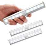 Lot de 3 lampe led detecteur de mouvement interieur lumi�re armoire 10 leds spot sans fil, lampe de placard ...