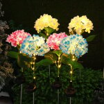 Lot de 3 lampes solaires d�coratives d'ext�rieur en forme d'hortensia, multicolores