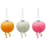 Lot de 3 lampion solaire shangri la orange nylon d20cm Lot de 3 lampion solaire shangri la orange nylon d20cm