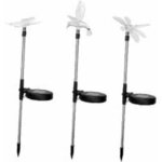 Lot de 3 lumi�res solaires papillon et libellule pour jardin et f�tes - �clairage d�coratif
