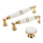 Lot de 3 poign�es pour armoires et meubles, en alliage de zinc blanc, en c�ramique, pour tiroirs, placards ...