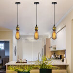 Lot de 3 rtro suspension douille spiral e27 edison vintage style lampe de plafond pour cuisine restaurant ...