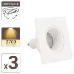 Xanlite - lot 3 spots gu10 50w 2700k carré orientable blanc ip20 - pack3sp50cab Xanlite - lot 3 spots gu10 50w 2700k carré orientable blanc ip20 - pack3sp50cab