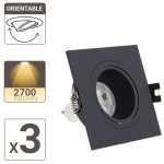 Xanlite - lot 3 spots gu10 50w 2700k carré orientable noir ip20 - pack3sp50can Xanlite - lot 3 spots gu10 50w 2700k carré orientable noir ip20 - pack3sp50can
