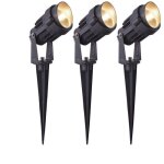 Lot de 3 spots piquets jersey de jardin led 6w noir température de couleur: blanc chaud 2700k Lot de 3 spots piquets jersey de jardin led 6w noir température de couleur: blanc chaud 2700k