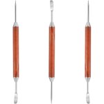 Lot de 3 stylos � latte en acier inoxydable � double extr�mit� avec poign�e en bois, outils d'art latte, ...