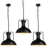 Lot de 3 suspension luminaire vintage industrielle e27 33cm lustre plafond eclairage dcor noir