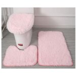 Lot de 3 tapis salle de bain en microfibre, contour wc + tapis bain + housse abattant, rose, antid�rapants ...