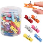 Lot de 30 punaises avec clips en bois, punaises en bois durables, punaises d�coratives, punaises, punaises ...