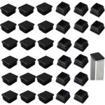 Lot de 32 bouchons � lamelles pour tubes carr�s 40 x 40 mm, carr�s en plastique noir, bouchons carr�s ...