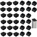 Lot de 32 bouchons � lamelles pour tubes carr�s 40 x 40 mm, carr�s en plastique noir, bouchons carr�s ...