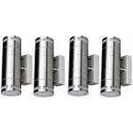 Lot de 4 appliques lumineuses d'extrieur en inox up - down spots dans un set comprenant des ampoules ...