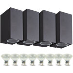 Lot de 4 appliques manathan noire ext�rieure double faisceau avec 8 ampoules led gu10 5w temp�rature ...