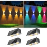 Lot de 4 appliques murales solaires, �clairage ext�rieur led + rvb, �clairage de jardin �tanche, convient ...