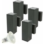 Lot de 4 appliques venice carr� gris anthracite ext�rieure double faisceau avec 8 ampoules led gu10 5w ...