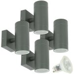 Lot de 4 appliques venice gris anthracite extrieure double faisceau avec 8 ampoules led gu10 5w temprature ...