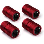 Lot de 4 bouchons de valve de pneu universels en m�tal pour voiture, v�lo, moto (rouge)