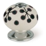 Rei - lot 4 boutons ronds pour meuble porcelaine flor bleu mod. e506 �40mm.
