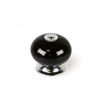 Rei - lot 4 boutons ronds pour meuble porcelaine noir mod. e517 �40mm.