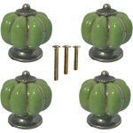 Lot de 4 boutons de tiroir c�ramique vintage vert pompe, poign�es de meuble pour commode, armoire ou ...