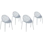Lot 4 chaises design en plastique gris sur pieds métalliques style ultra moderne pour salle à manger ... Lot 4 chaises design en plastique gris sur pieds métalliques style ultra moderne pour salle à manger ...