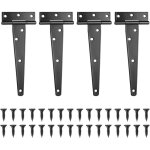 Lot de 4 charni�res en t, noires charni�re porte de grange, charni�res de portes, charniere plate inox ...