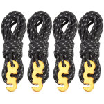 Lot de 4 cordes de tension r�fl�chissantes pour tente avec mousquetons et anneaux en s (noir) - s�curit� ...