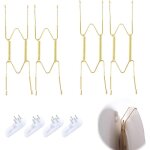 Lot de 4 crochets muraux invisibles dor� m 20 cm ? fer robuste, support pour assiettes d�coratives et ...