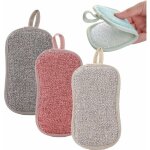 Lot de 4 �ponges microfibres lavables et r�utilisables - double face grattante brosse - menage cuisine ...