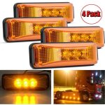 Lot de 4 feux de gabarit avant 3, 9 pouces, 3 led ambr�es, �tanches, montage en surface pour camion, ...