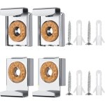 Lot de 4 fixations de miroir sans cadre, supports de miroir avec chevilles et vis, fixations murales ...