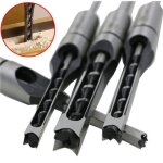 Lot de 4 forets � bois trou carr�, b�danes creux en acier outils de menuiserie set pour scie cloche carr�e ...
