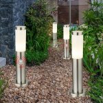 Lot de 4 lampadaires d'extrieur clairage chemin lampadaires inox dtecteur de mouvement ip44 e27