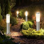 Lot de 4 lampadaires inox clairage extrieur lampadaires ip44 spots spots e27 argent