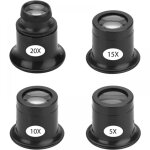 Lot de 4 loupes de bijoutier portables, loupes d'horloger diff�rentes puissances, 5x, 10x, 15x, 20x oeil ...
