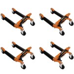 Lot de 4 patins hydrauliques pour roues de v�hicules crics chariot levage jusqu'� 30, 5 cm supporte pneus ...