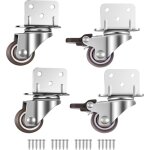 Lot de 4 petites roulettes pivotantes pour meubles, 25 mm avec frein, plaque de montage en l, convient ...