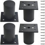 Lot de 4 pieds d'armoire pieds de meuble en m�tal cuisine pieds r�glables rond noir canap� table table ...