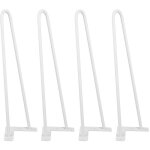 Lot de 4 pieds épingle 41cm pour table design industriel - 2 branches - blanc Lot de 4 pieds épingle 41cm pour table design industriel - 2 branches - blanc