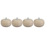Lot de 4 pieds de meuble boule fixes h�tre brut blanc / beige, 5 cm - cime