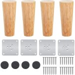 Lot de 4 pieds de meubles ronds en bois avec vis pour meubles de bricolage, canap�, fauteuil, lit, chaise, ...