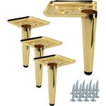 Lot de 4 pieds de meuble, tige chrom�e dor�e, hauteur 13 cm